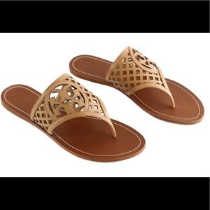 Tory Burch Thatched Perforated Leather Sandals